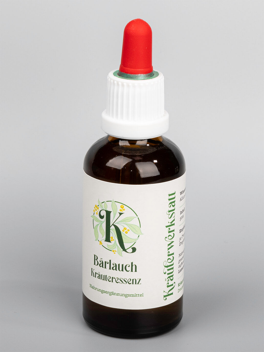 Bärlauch Extrakt (Allium Ursinum) - Kräuterauszug in 50ml brauner Apothekenflasche mit hochwertiger Glaspipette und Evoprene-Sauger.